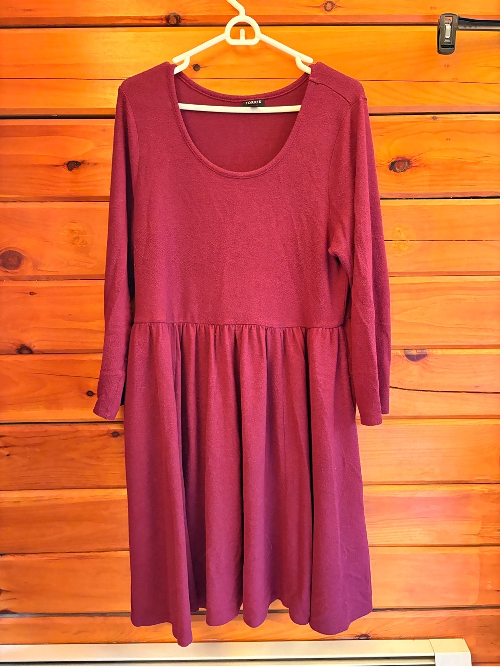 torrid plum long sleeve scoop-neck babydoll dress
